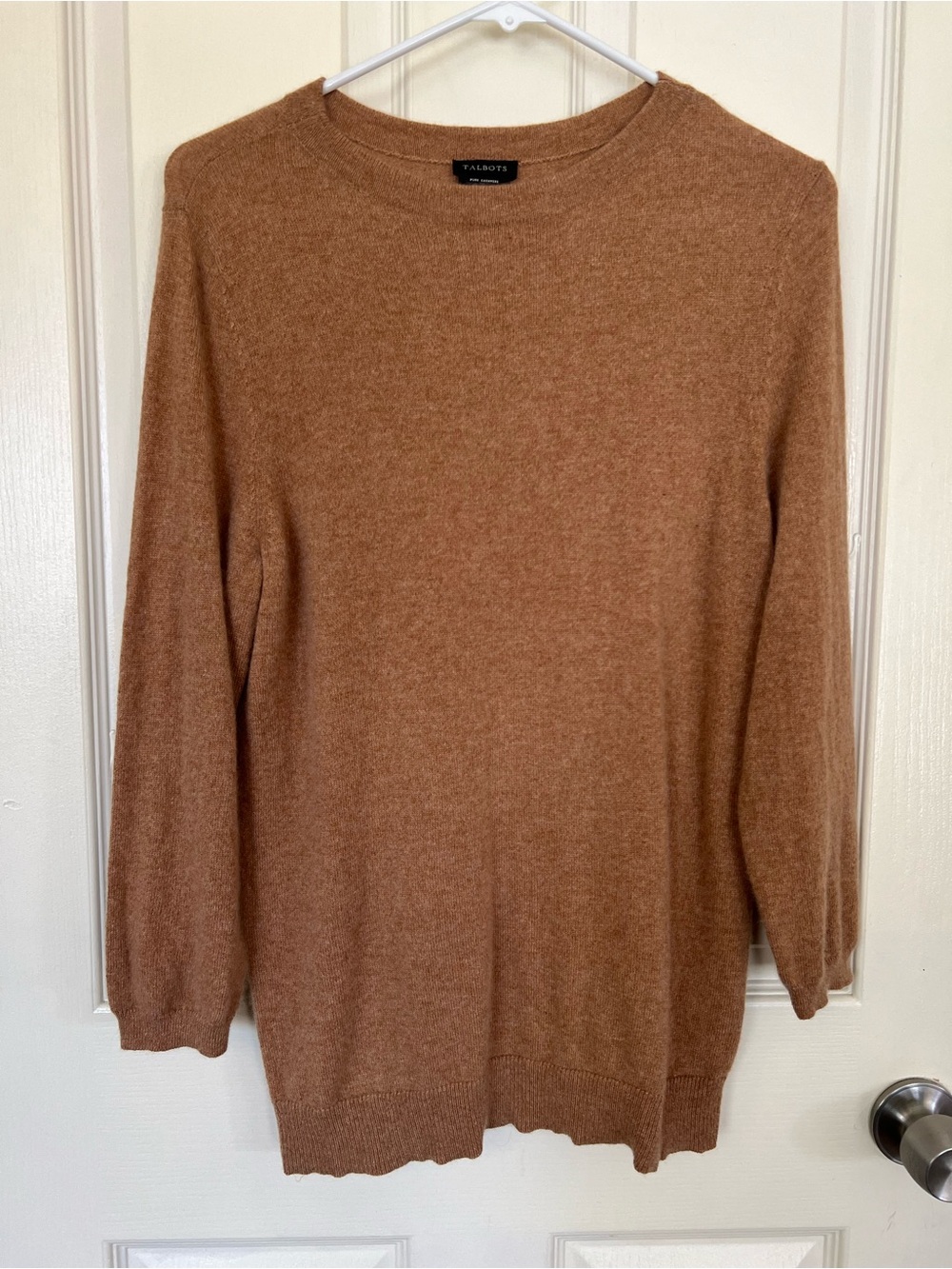 Talbots Pure Cashmere Camel Brown Crewneck Sweater Large